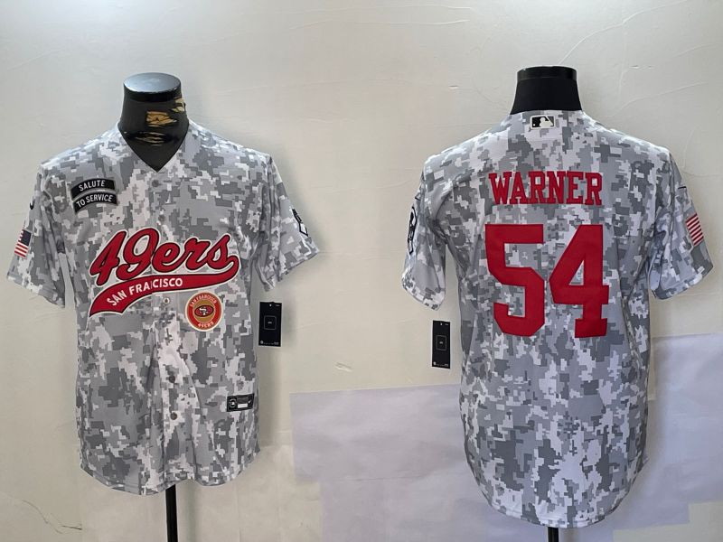 Men San Francisco 49ers #54 Warner Nike Arctic Camo 2024 Salute to Service Limited NFL Jersey style 5